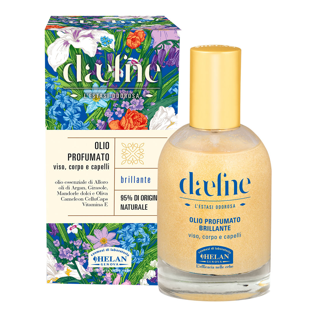 Daefne olio profumato brillante per viso corpo e capelli spray