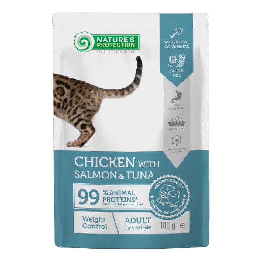 Nature's protection cat weight control adult chicken salmon&amp;tuna 100 g