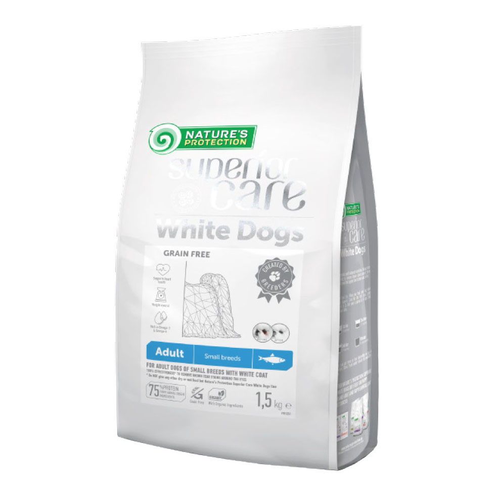 Nature's protection superior care dog white grain free herring adult small breed 1,5 kg