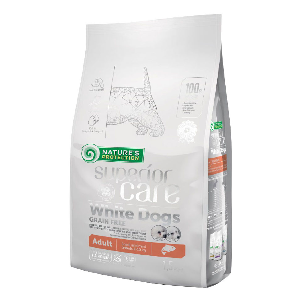 Nature's protection superior care dog white grain free salmon adult small breed 1,5 kg