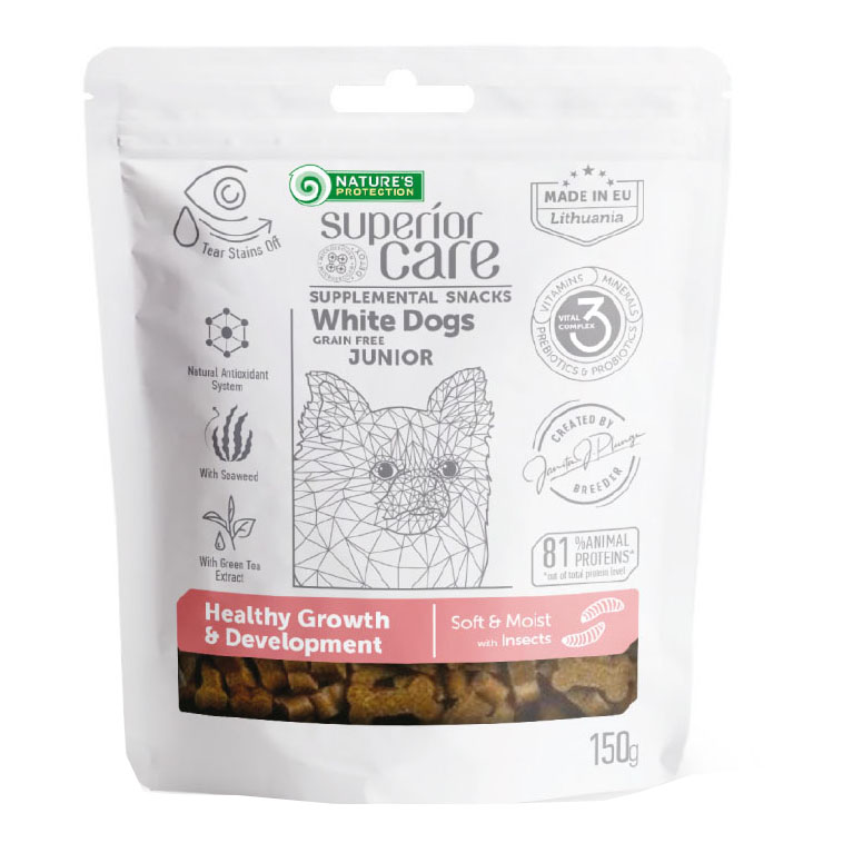 Nature's protection superior care dog snack white grain free healthy growth insect junior all breed 150 g