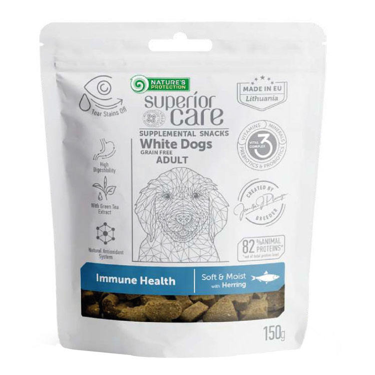 Nature's protection superior care dog snack white grain free immune health herring adult all breed 150 g