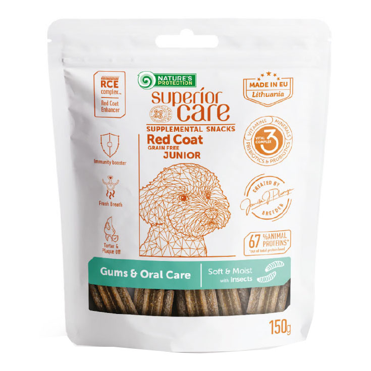 Nature's protection superior care dog snack red coat grain free gums&amp;oral care insects junior all breed 150 g