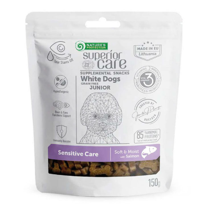Nature's protection superior care dog snack white grain free sensitive care salmon junior all breed 150 g