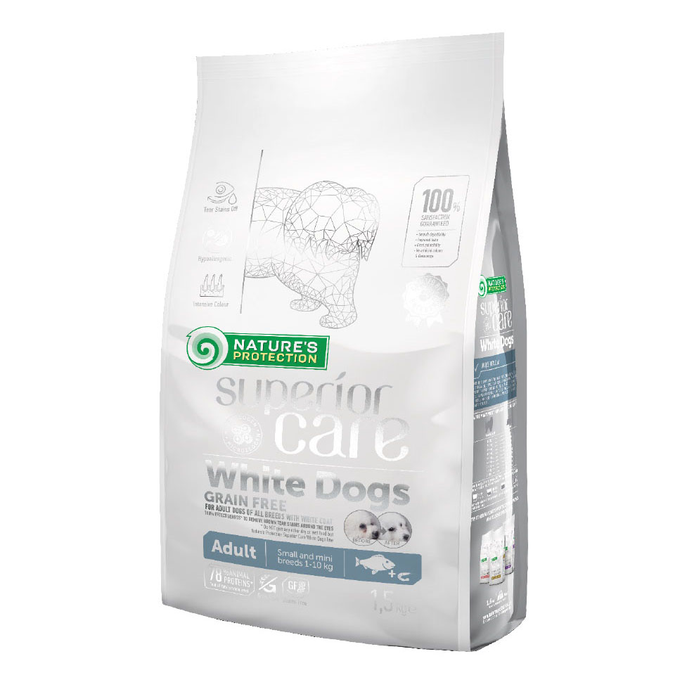 Nature's protection superior care dog white grain free white fish adult small breed 1,5 kg