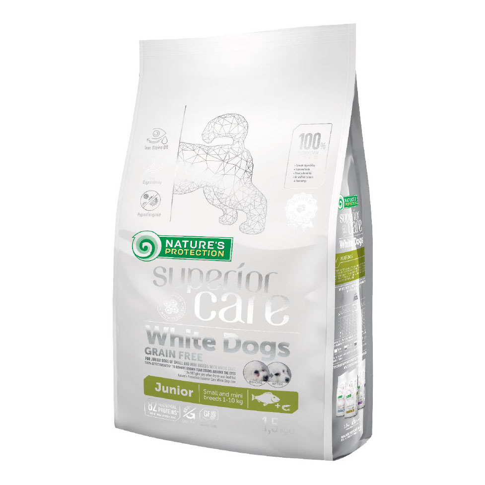 Nature's protection superior care dog white grain free white fish junior small breed 1,5 kg