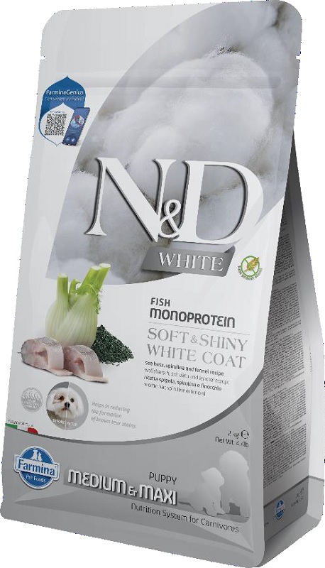 N&amp;d white dog seabass spirulina fennel puppy med max 2 kg