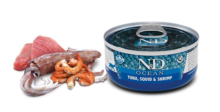 N&amp;D Cat Ocean Sea Bass &amp; Squid Shrimps 80 G