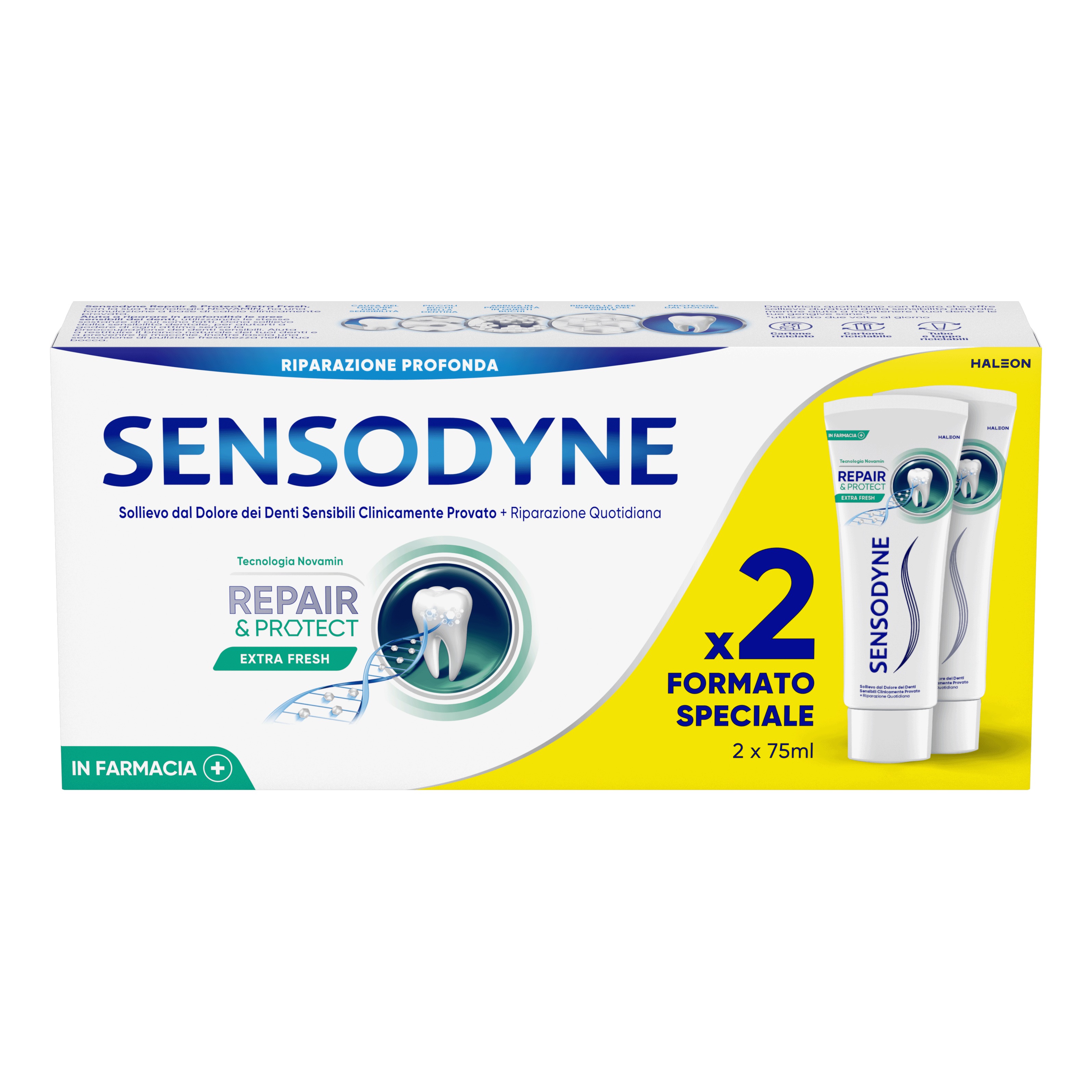 Sensodyne repair &amp; protect extra fresh 2 tubi da 75 ml
