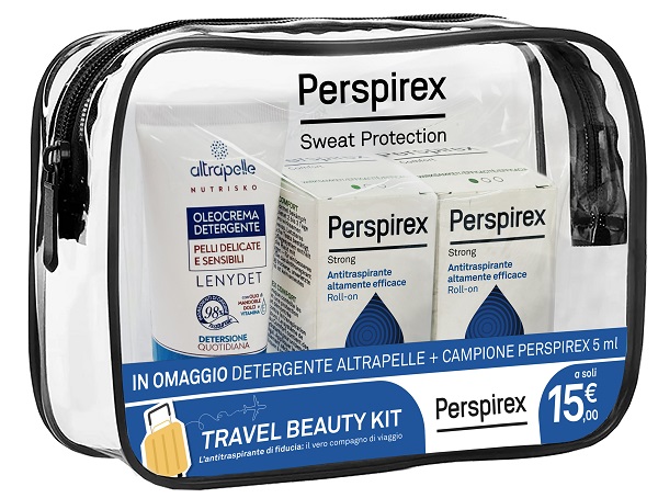 Perspirex roll on strong travel kit 2 roll on strong 20 ml + 1 detergente altrapelle omaggio