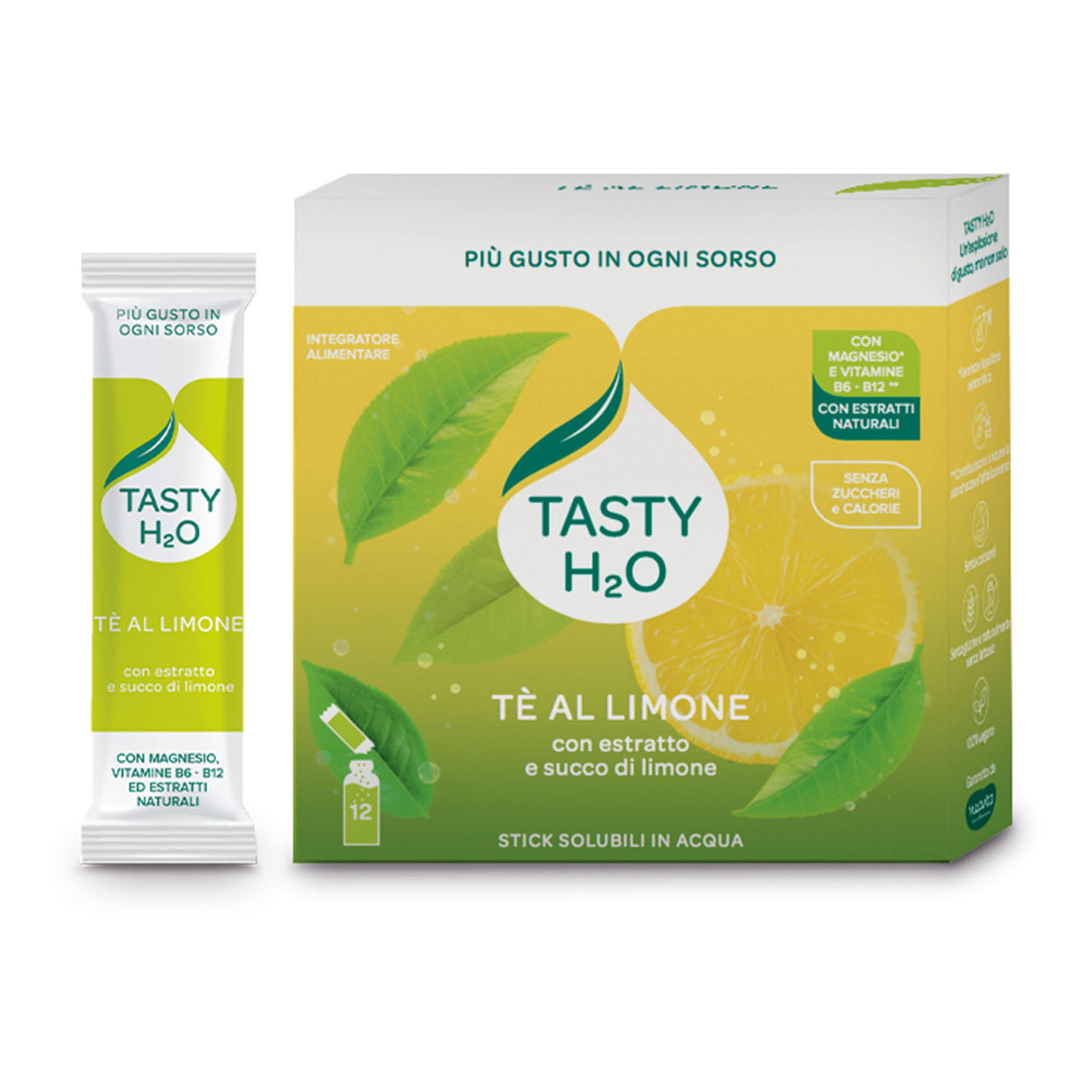 Tasty h2o te' al limone 12 stick da 2,5 g
