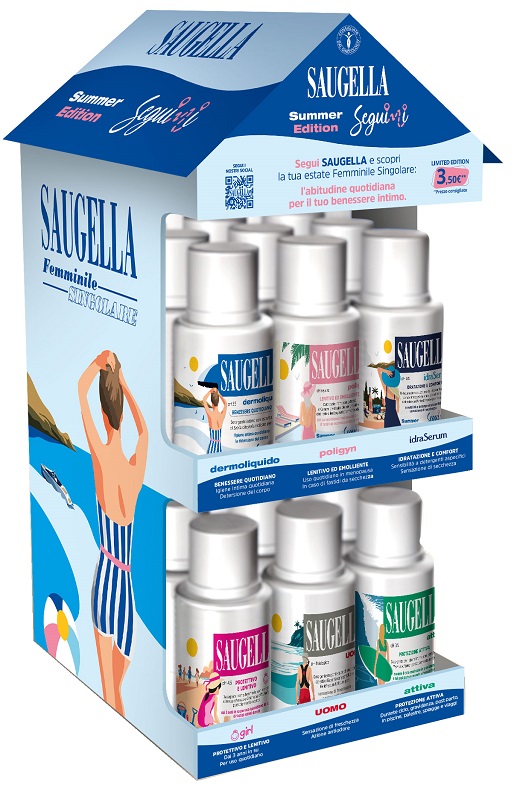 Saugella seguimi expo banco 4 dermoliquido + 4 poligyn + 4 girl + 4 uomo + 4 idraserum + 4 attiva