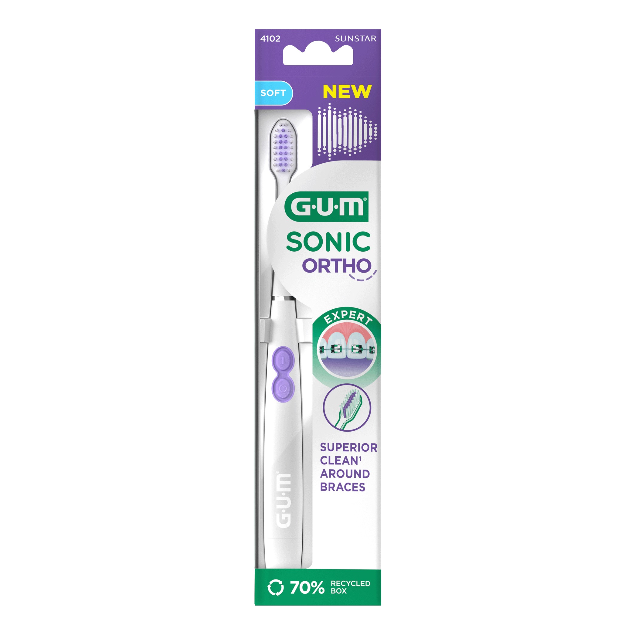 Gum sonic ortho battery toothbrush