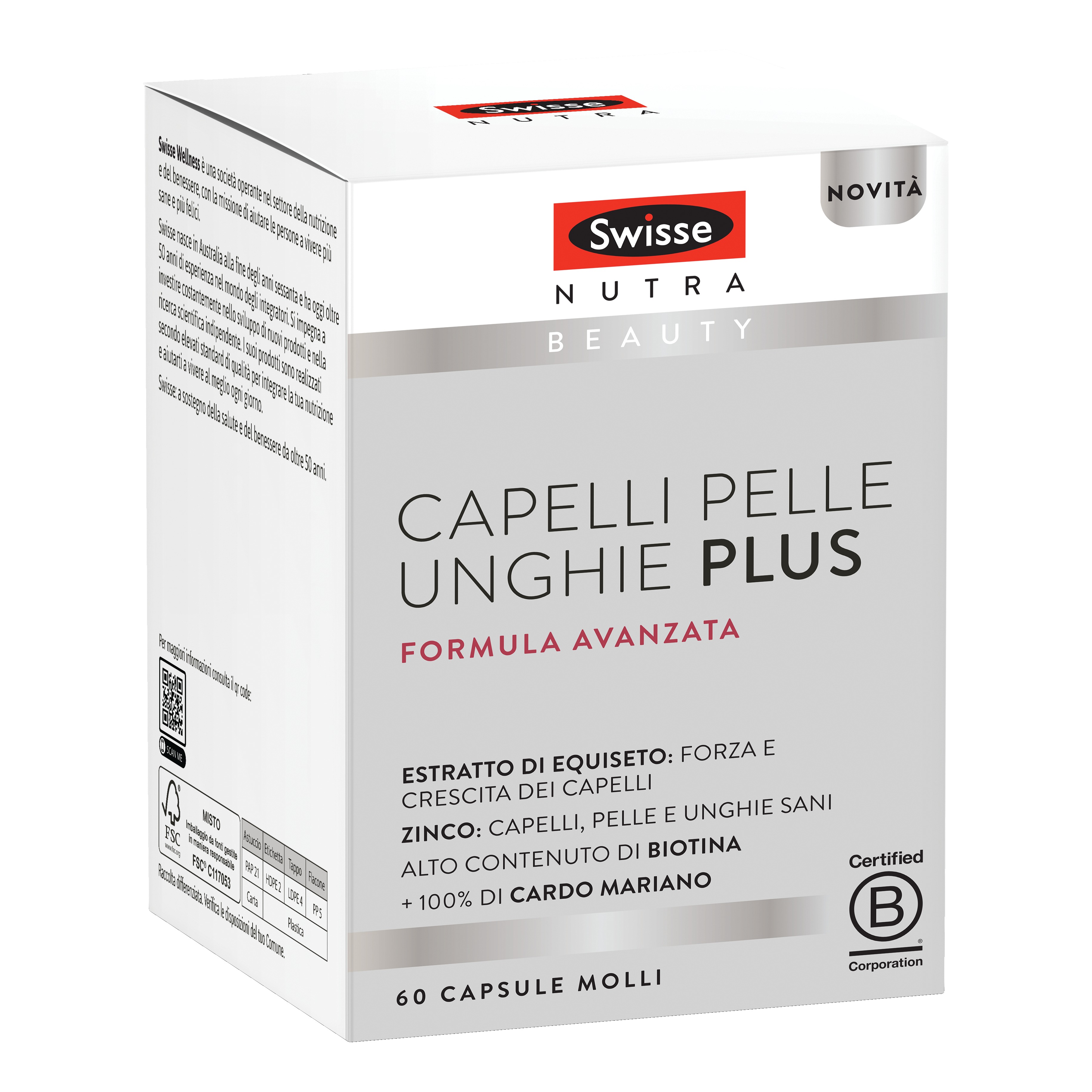 Swisse Capelli Pelle Unghie Plus - Integratore Per Capelli Più Sani E Forti, Per Il Benessere Di Pelle E Unghie, Con Biotina, Zinco E Cardo Mariano, Alto Dosaggio, 60 Softgels-image