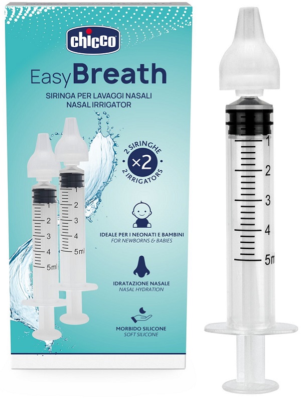 Siringa Nasale Lavaggi Easy Breath Chicco per Lavaggi Nasali Bambini 2 Siringhe da 5 ml