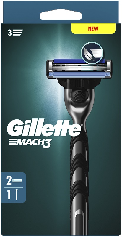 Gillette mach3 rasoio standard + 2 ricariche lamette