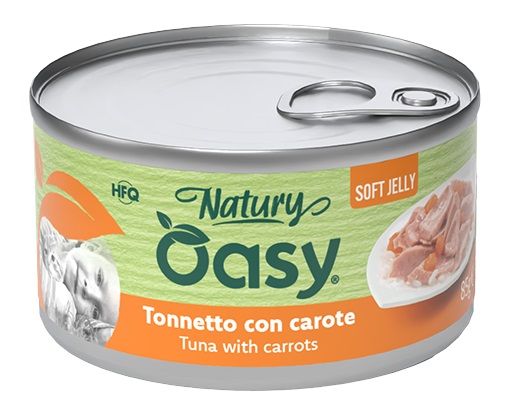 Oasy wet cat natury soft jelly tonnetto con carote lattina 85 g