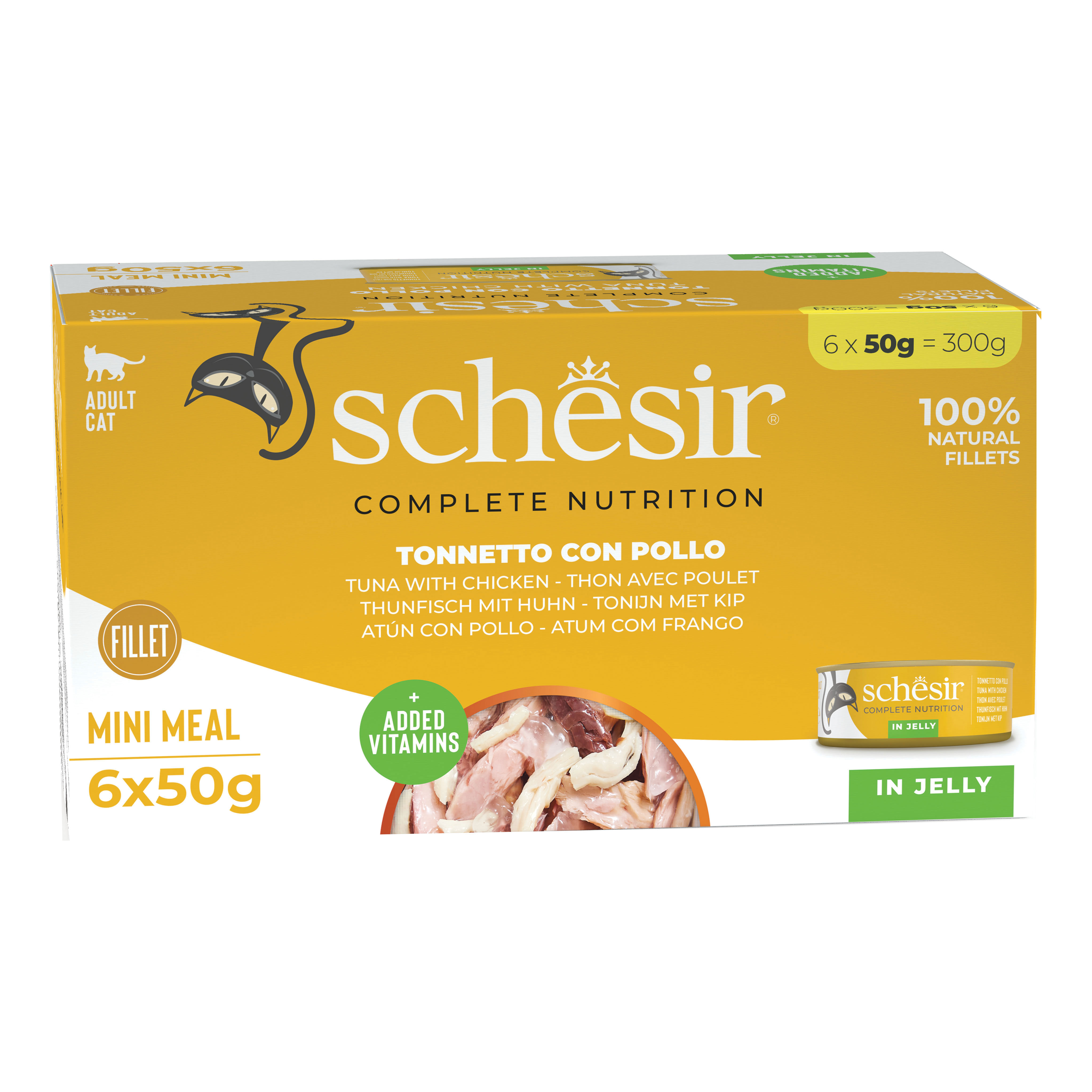 Schesir Gatto Lattina In Jelly Multipack Adulto Tonnetto &amp; Pollo Cf. (6X50) Gr