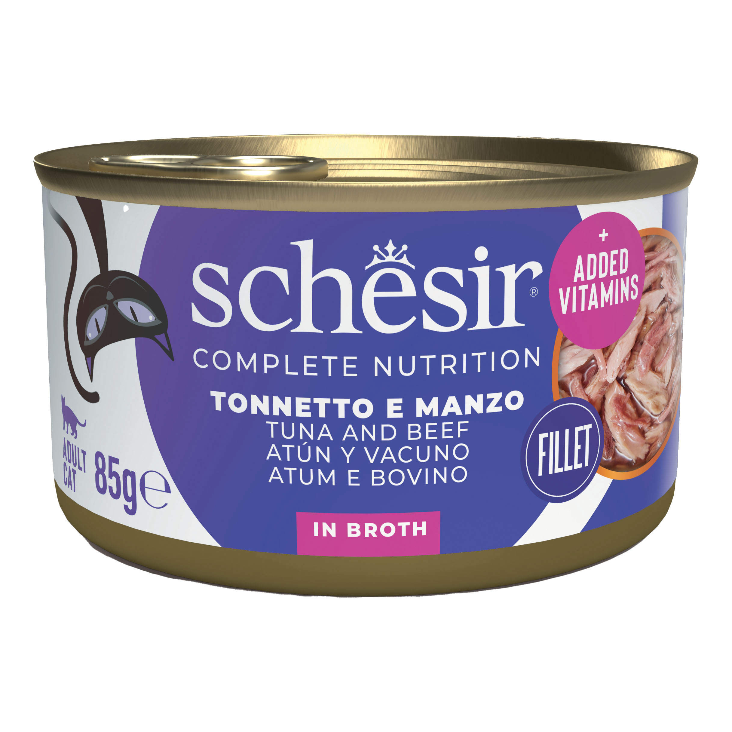 Schesir Gatto Lattina In Acqua Di Cottura Adulto Tonnetto, Manzo &amp; Riso 85 Gr