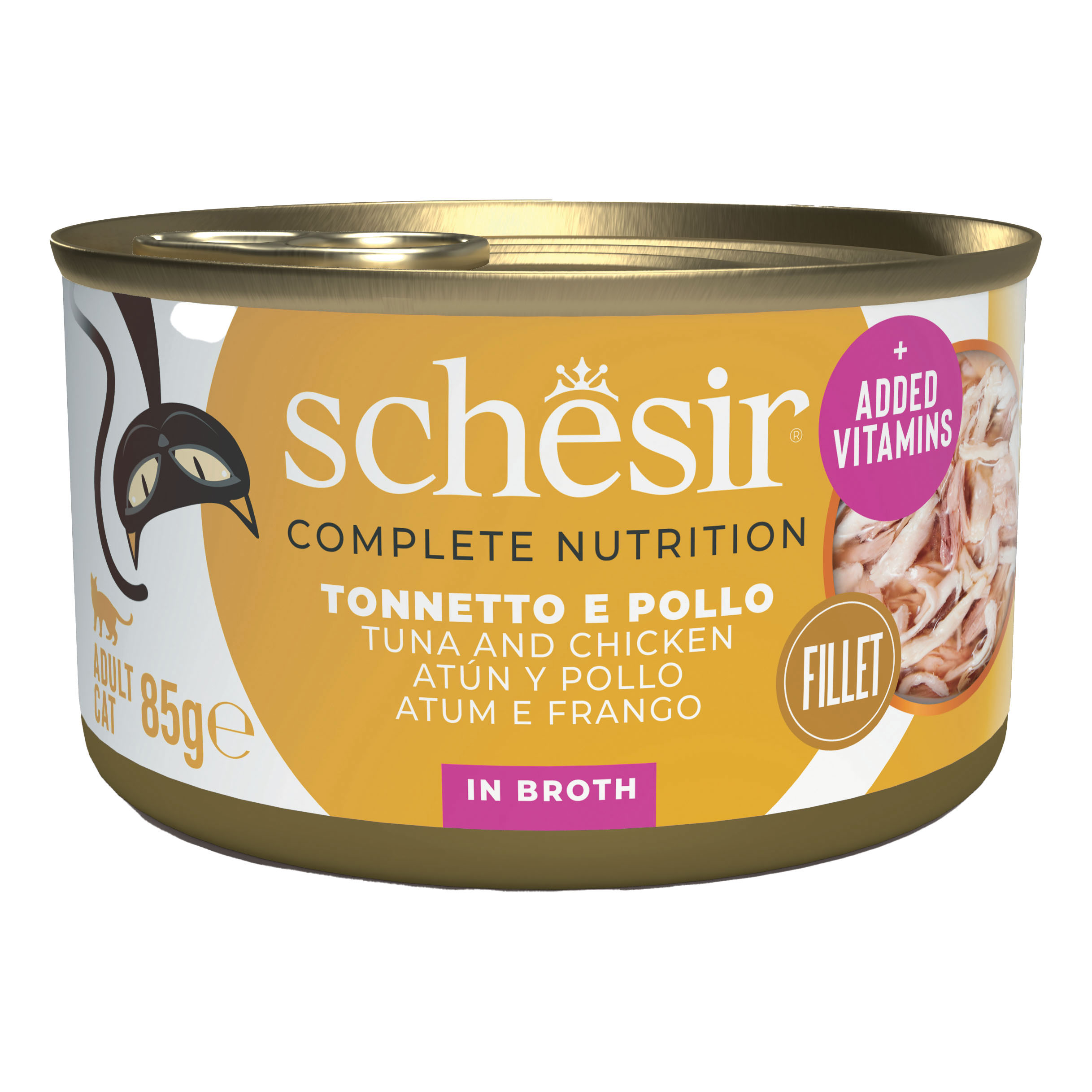 Schesir Gatto Lattina In Acqua Di Cottura Adulto Tonnetto, Pollo &amp; Riso 85 Gr