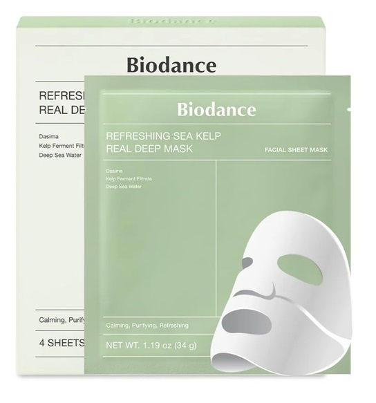 Biodance refreshing sea kelp real deep mask 4 pezzi