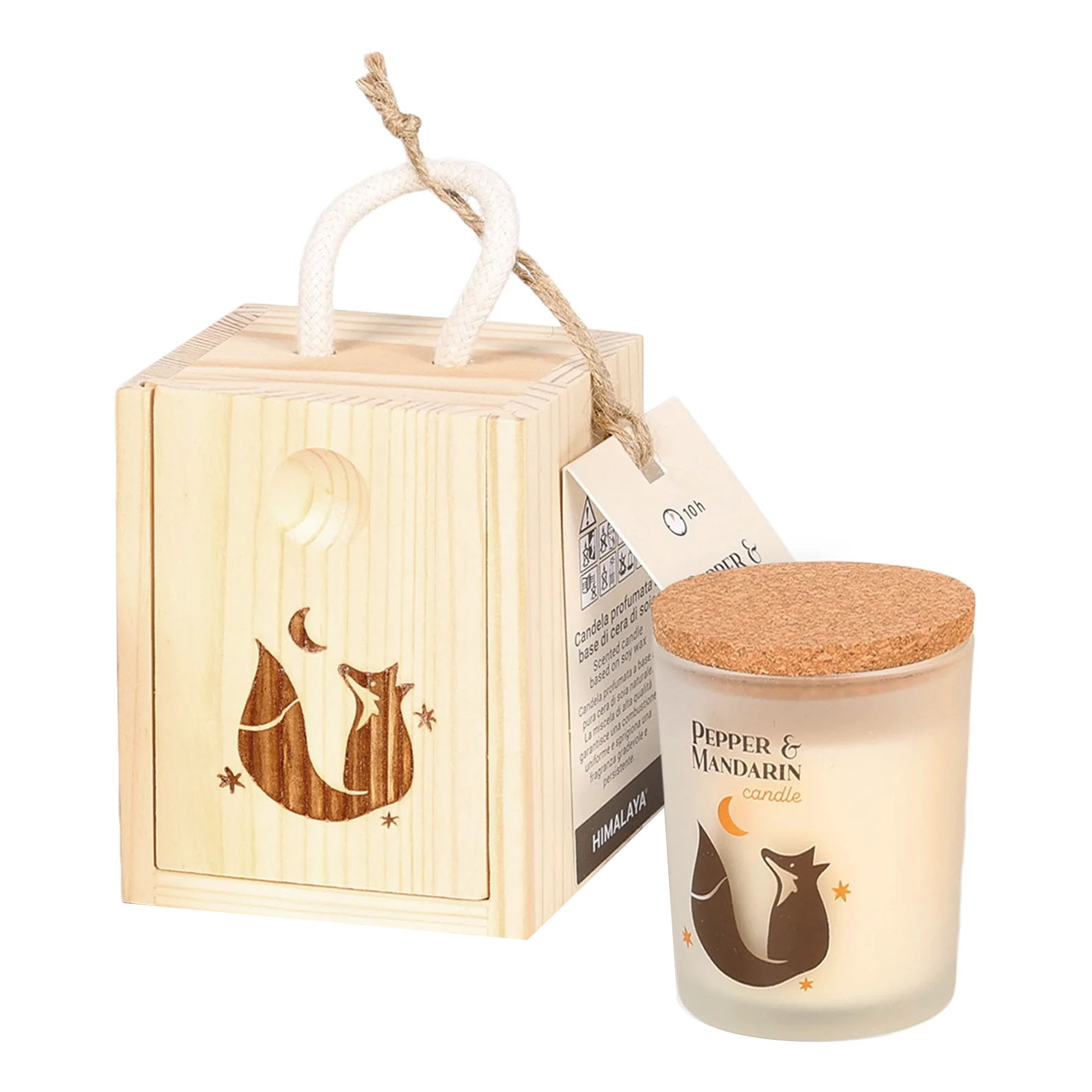 Himalaya candle little box legno serenity volpe pepe &amp; mandarino