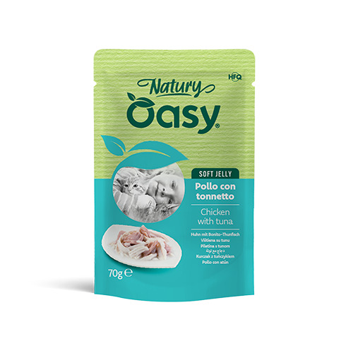 Oasy wet cat natury soft jelly pollo con tonnetto busta 70 g