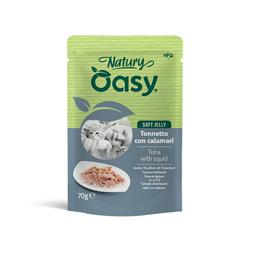 Oasy wet cat natury soft jelly tonnetto con calamari busta 70 g