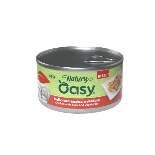 Oasy wet dog natury soft jelly pollo con anatra e verdure lattina 150 g