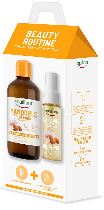 Equilibra Beauty Routine Corpo Nutriente Elasticizzante 1 Olio Mandorle Puro 250 Ml + 1 Mandorle Acqua Corpo Profumata 50 Ml