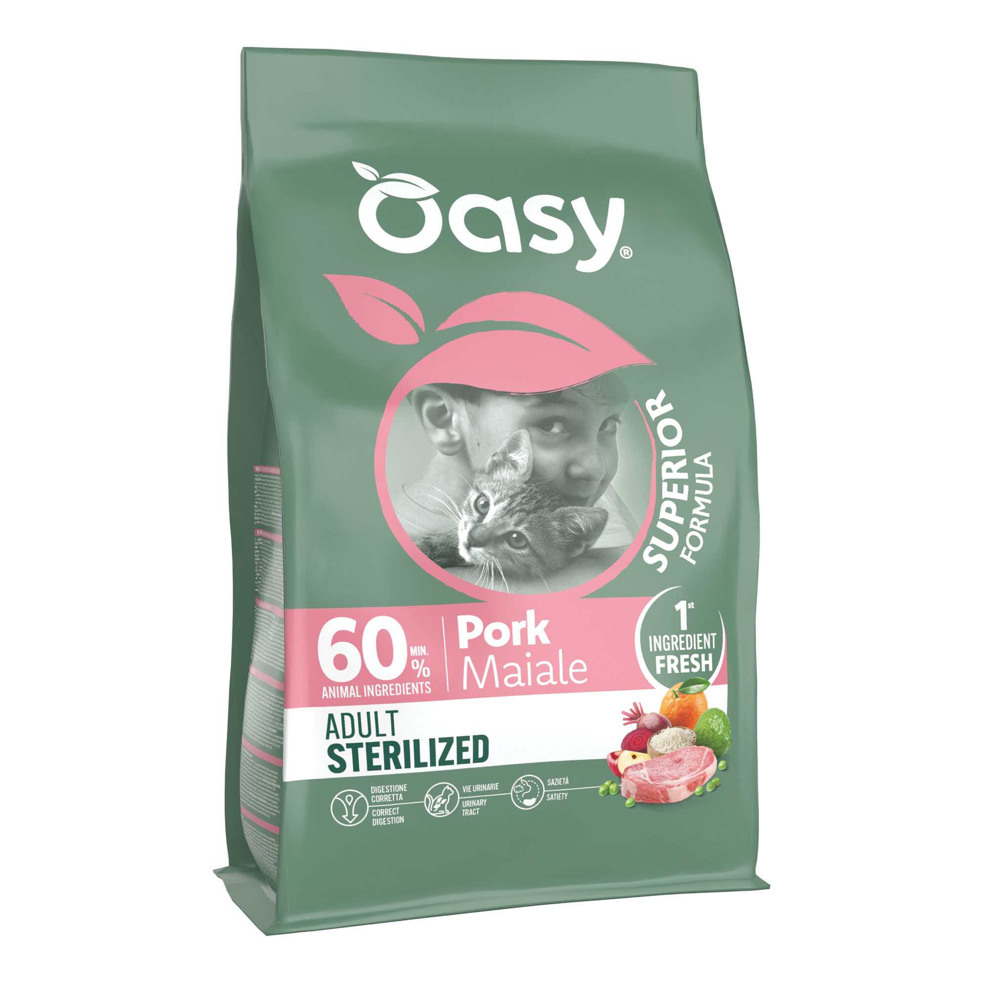 Oasy dry cat superior adult sterilized maiale 300 g