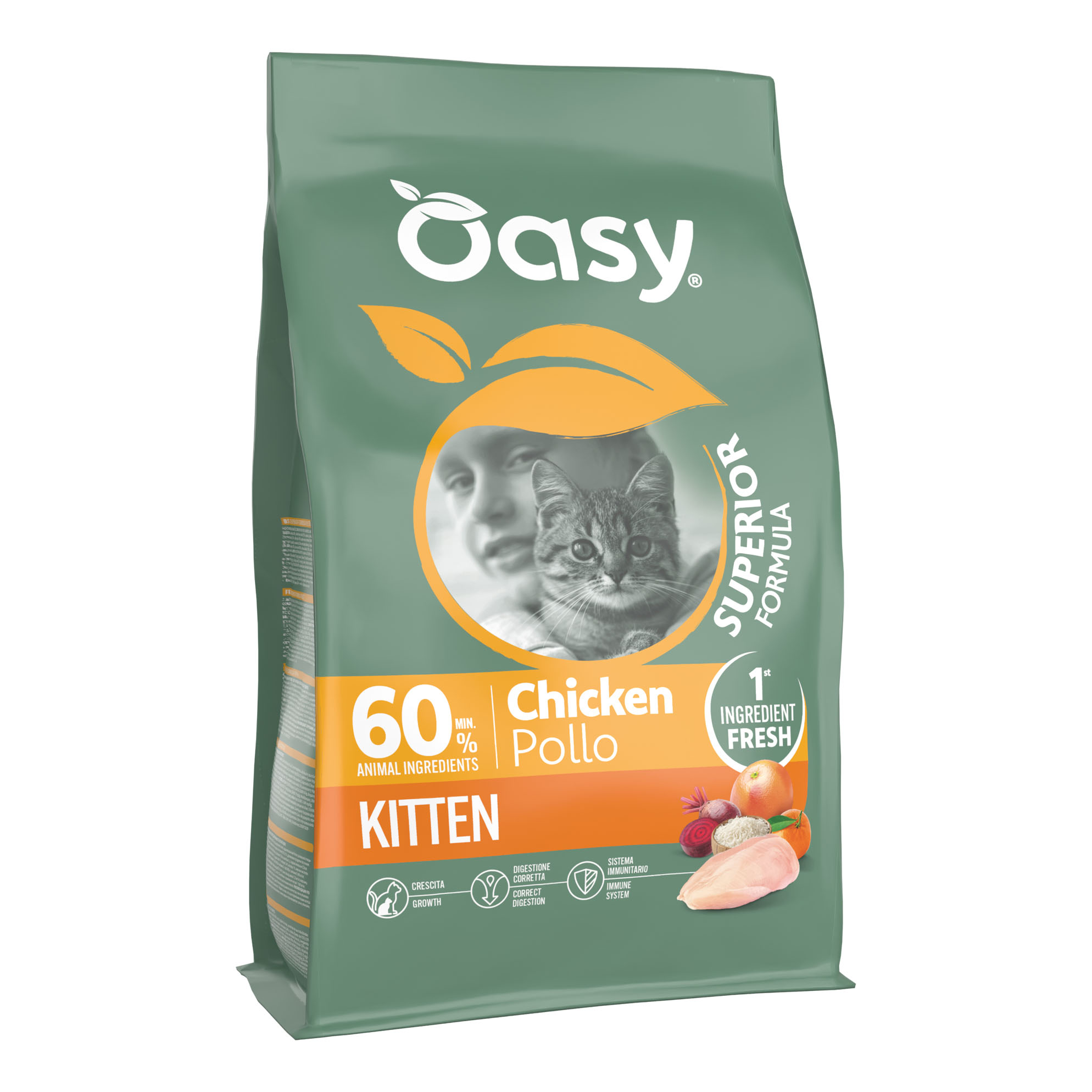 Oasy dry cat superior kitten pollo 1,5 kg