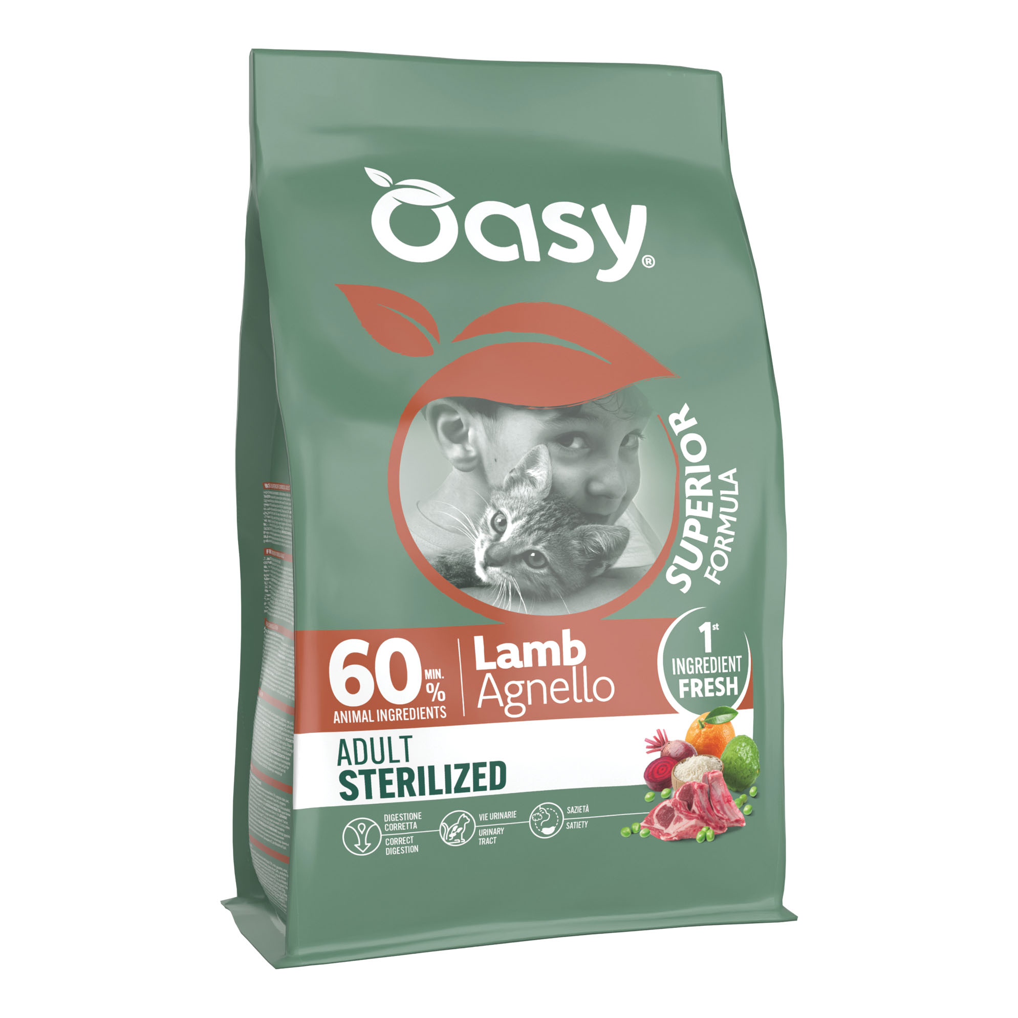 Oasy dry cat superior adult sterilized agnello 1,5 kg
