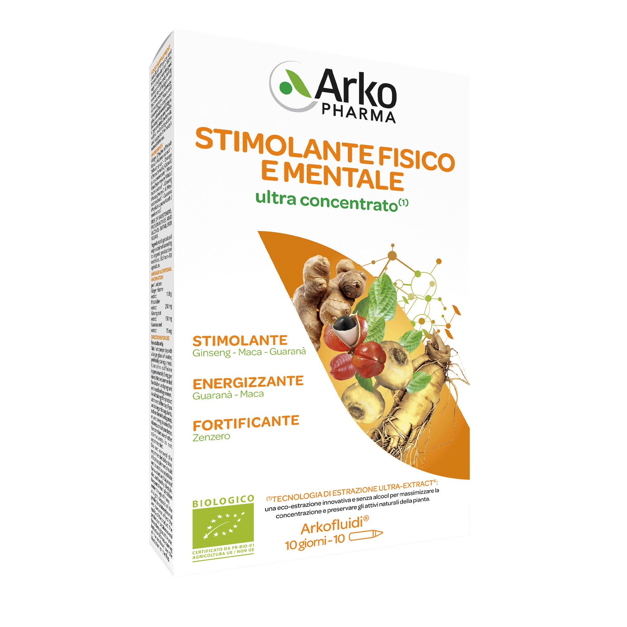 Arkofluidi stimolante fisico mentale ultraconcentrato 10 fiale da 15 ml