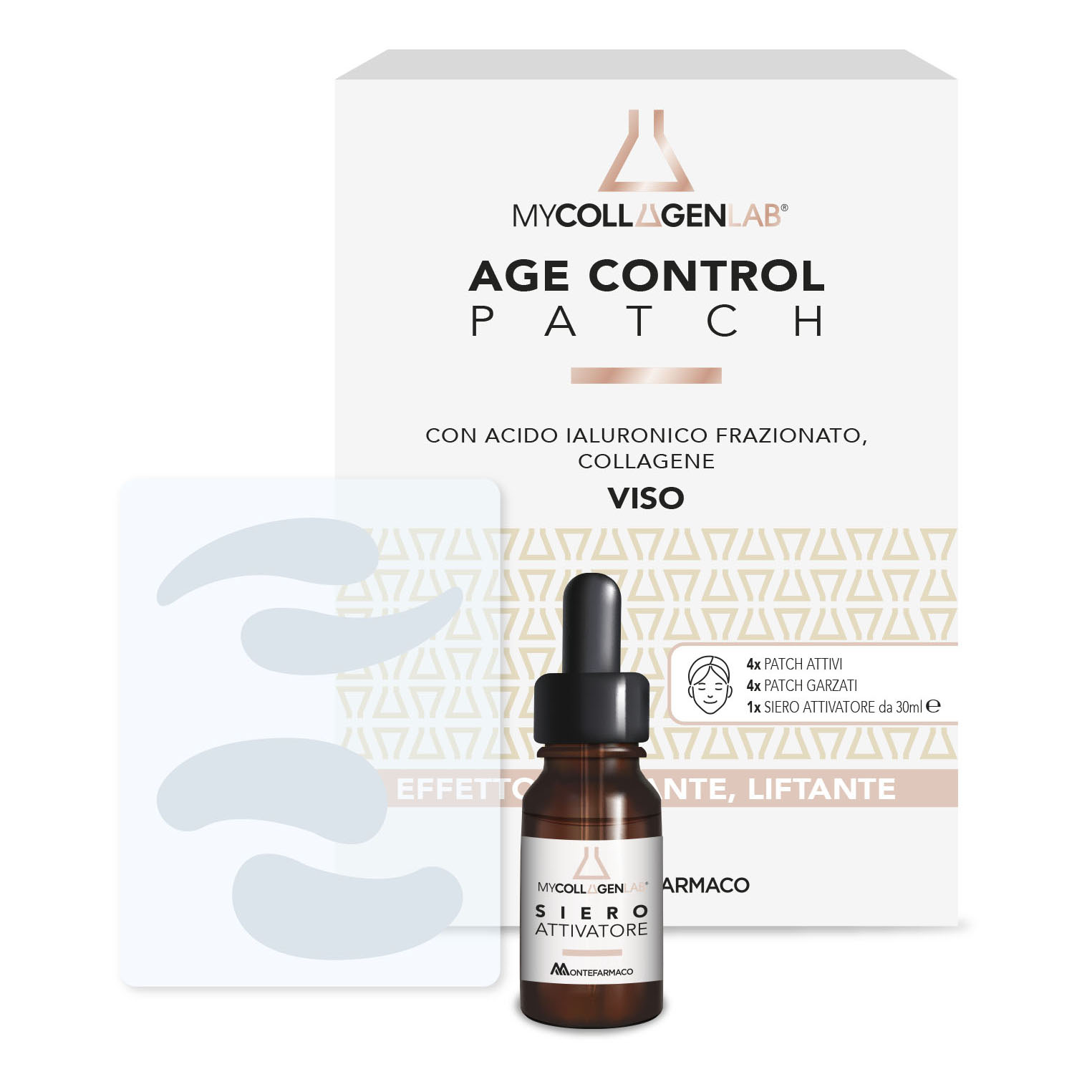 Mycollagenlab age control patch 4 patch attivi + 4 patch garzati + 1 siero attivatore 30 ml