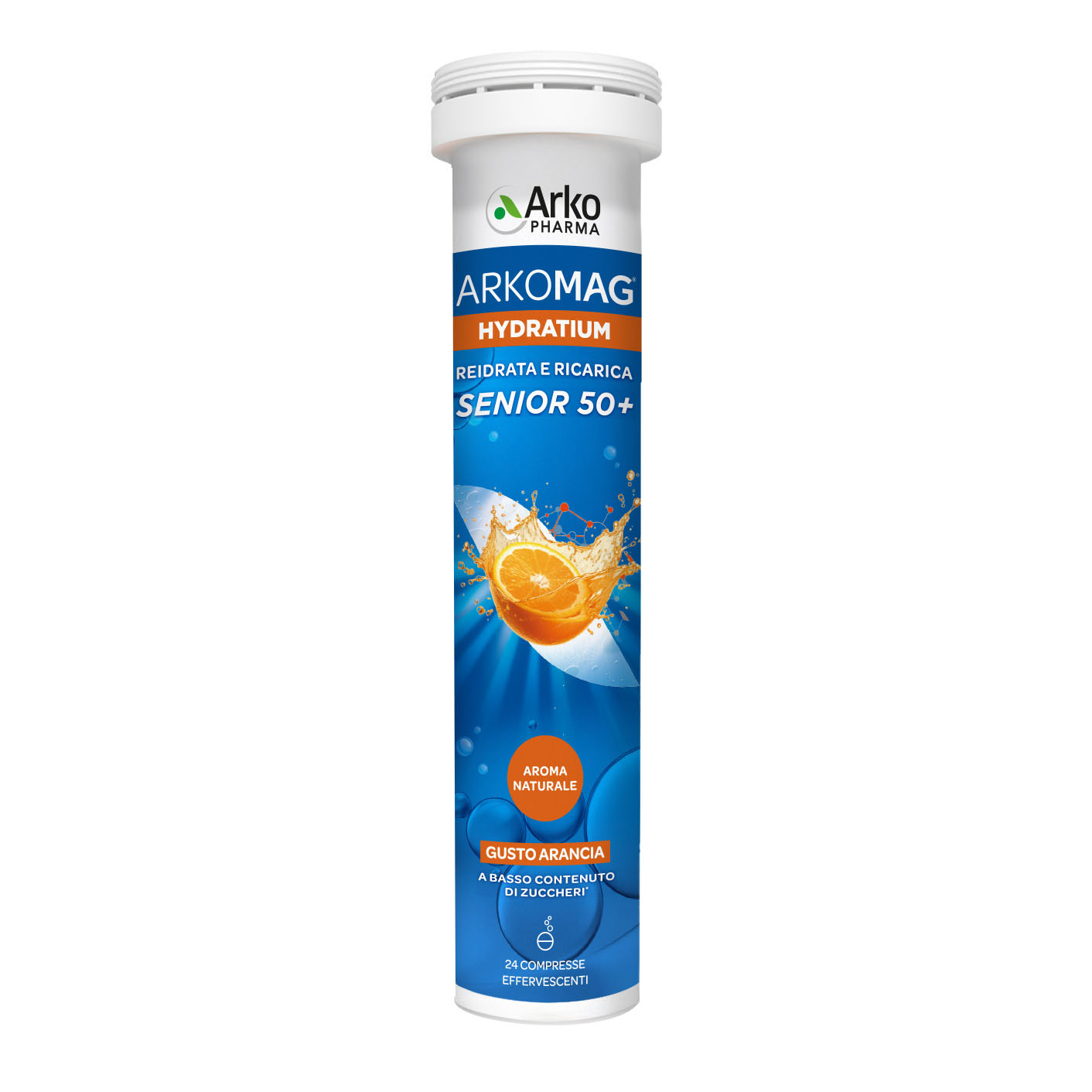 Arkomag hydratium reidrata e ricarica arancia senior 24 compresse effervescenti basso contenuto di zuccheri con edulcorante