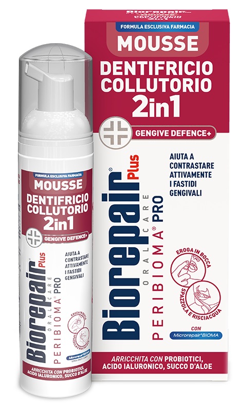 Biorepair plus mousse dentifricio collutorio 2 in 1 gengive 80 ml
