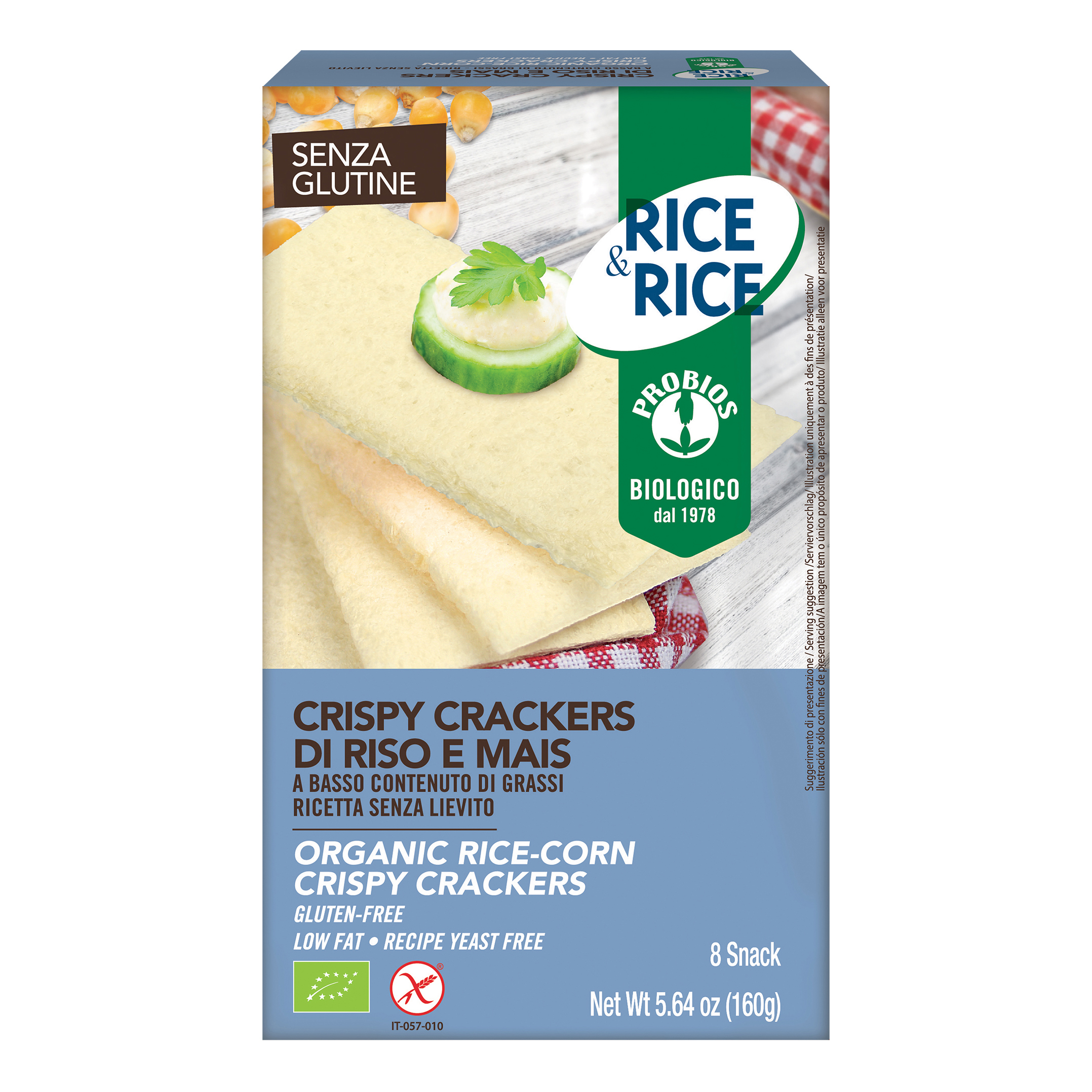Rice&amp;Rice Crispy Crackers Di Riso E Mais 160g
