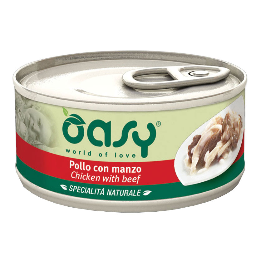 Oasy Gatto Specialita' Naturali In Lattina Adulto Pollo &amp; Manzo 70 Gr