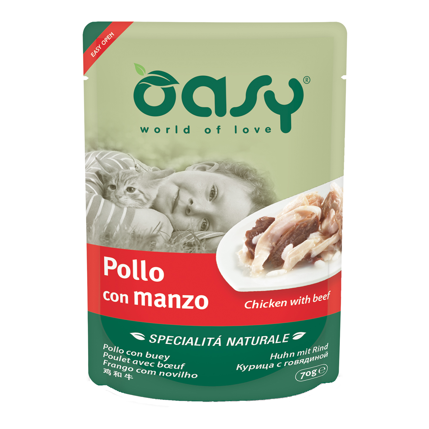 Oasy Gatto Specialita' Naturali In Busta Adulto Pollo &amp; Manzo 70 Gr