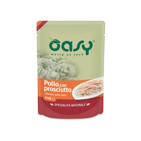 Oasy Gatto Specialita' Naturali In Busta Adulto Pollo &amp; Prosciutto 70 Gr
