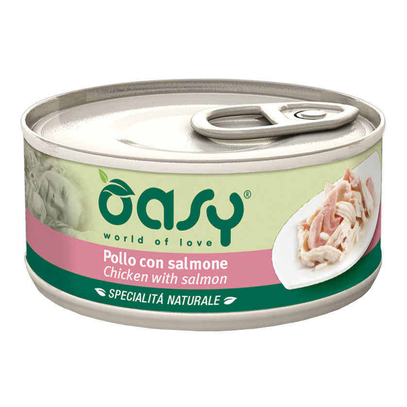 Oasy Gatto Specialita' Naturali In Lattina Adulto Pollo &amp; Salmone 70 Gr