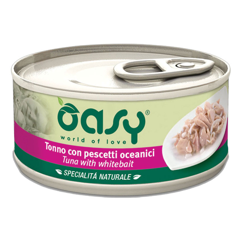 Oasy Gatto Specialita' Naturali In Lattina Adulto Tonno &amp; Pescetti Oceanici 70 Gr