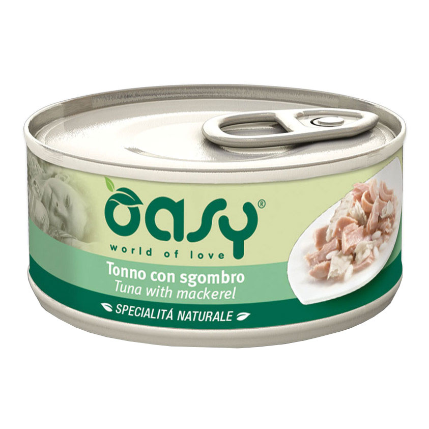 Oasy Gatto Specialita' Naturali In Lattina Adulto Tonno &amp; Sgombro 70 Gr