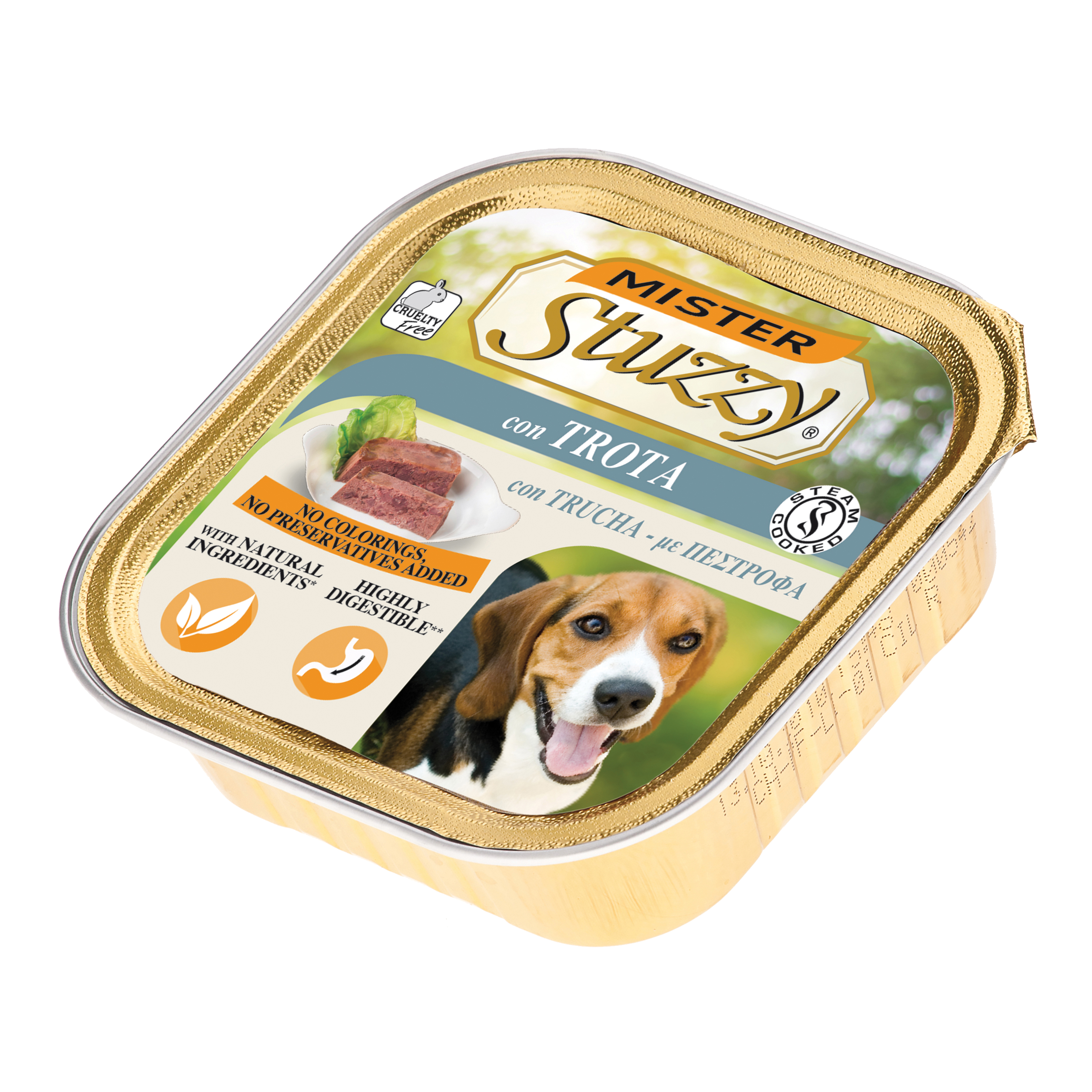 Stuzzy Cane Pate' Vaschetta Adulto Trota 150 Gr Temporaneamente Mancante Dall'Azienda Produttrice