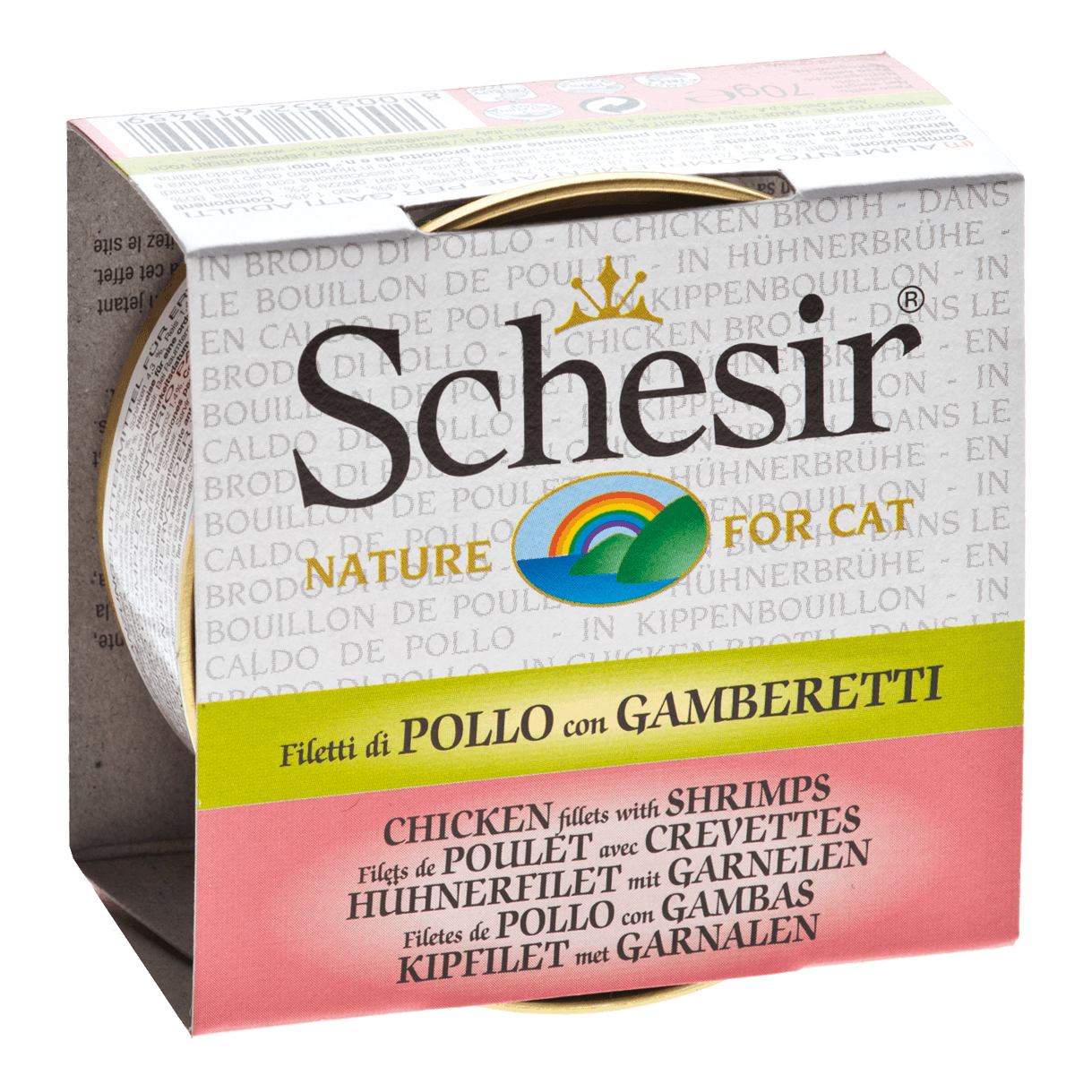 Schesir Gatto Lattina In Brodo Di Pollo Adulto Pollo & Gamberetti 70 Gr