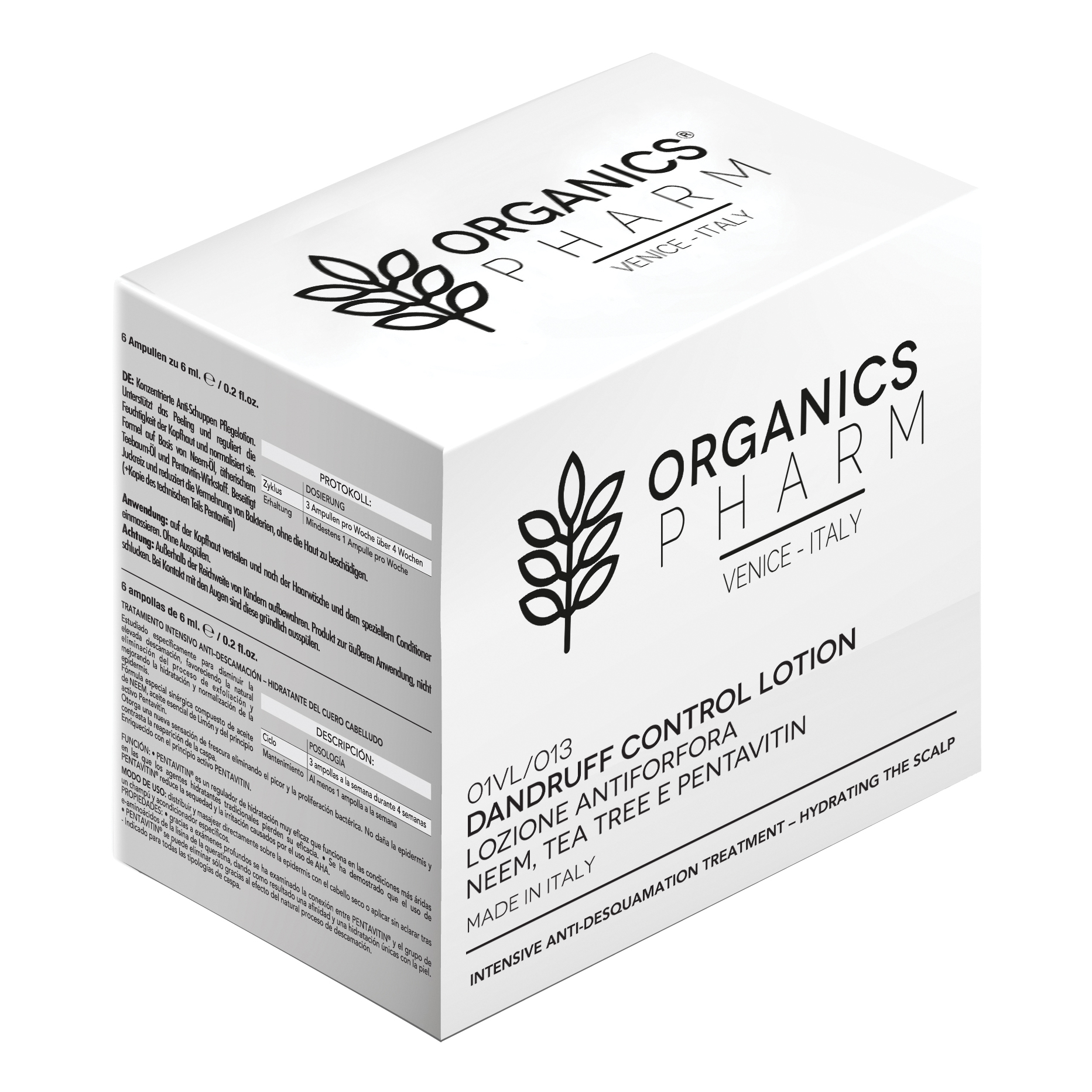 Organics pharm dandruff control lotion neem oil, tea tree and pentavin 6 fiale da 6 ml
