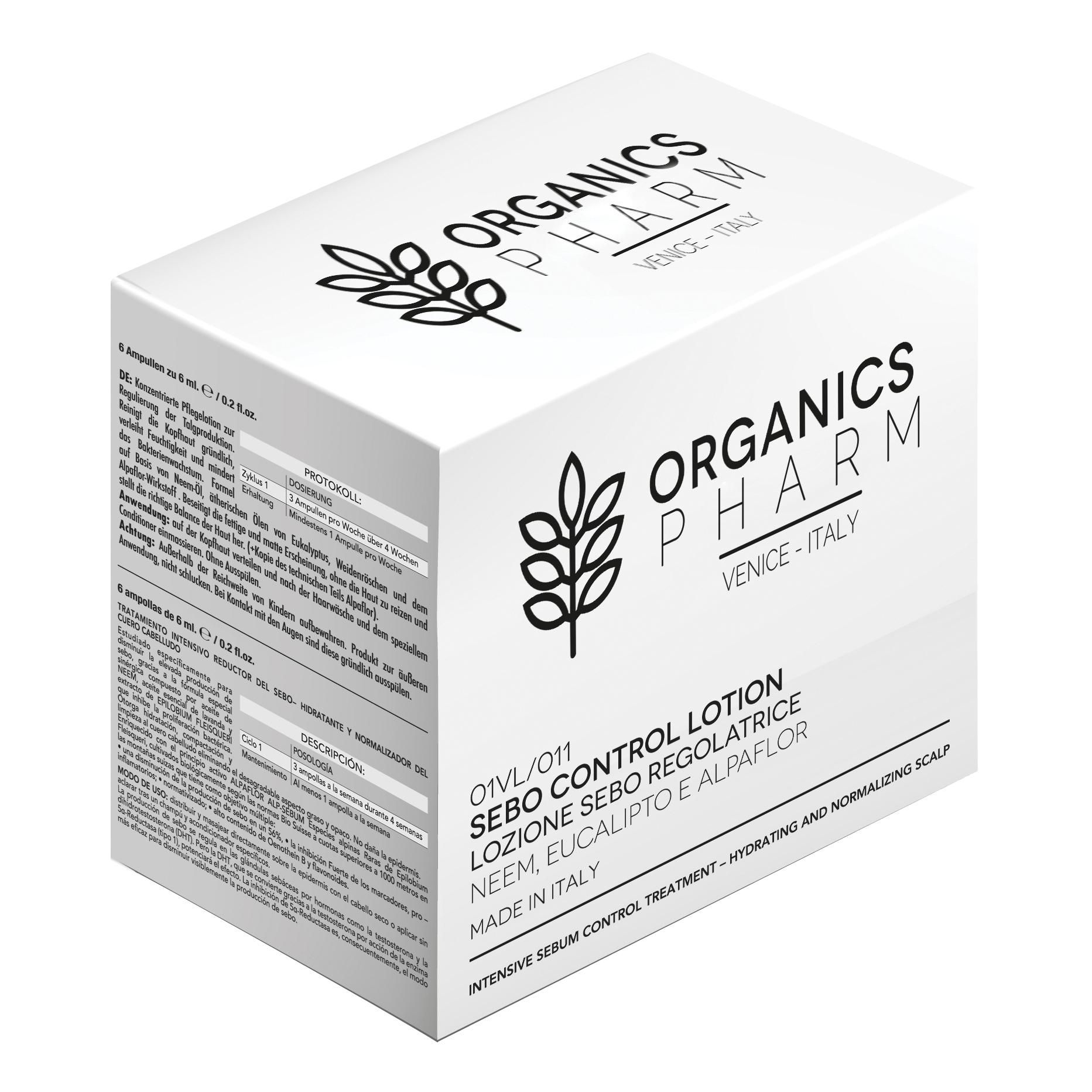 Organics pharm sebo control lotion neem, eucalyptus and alpaflor 6 fiale da 6 ml