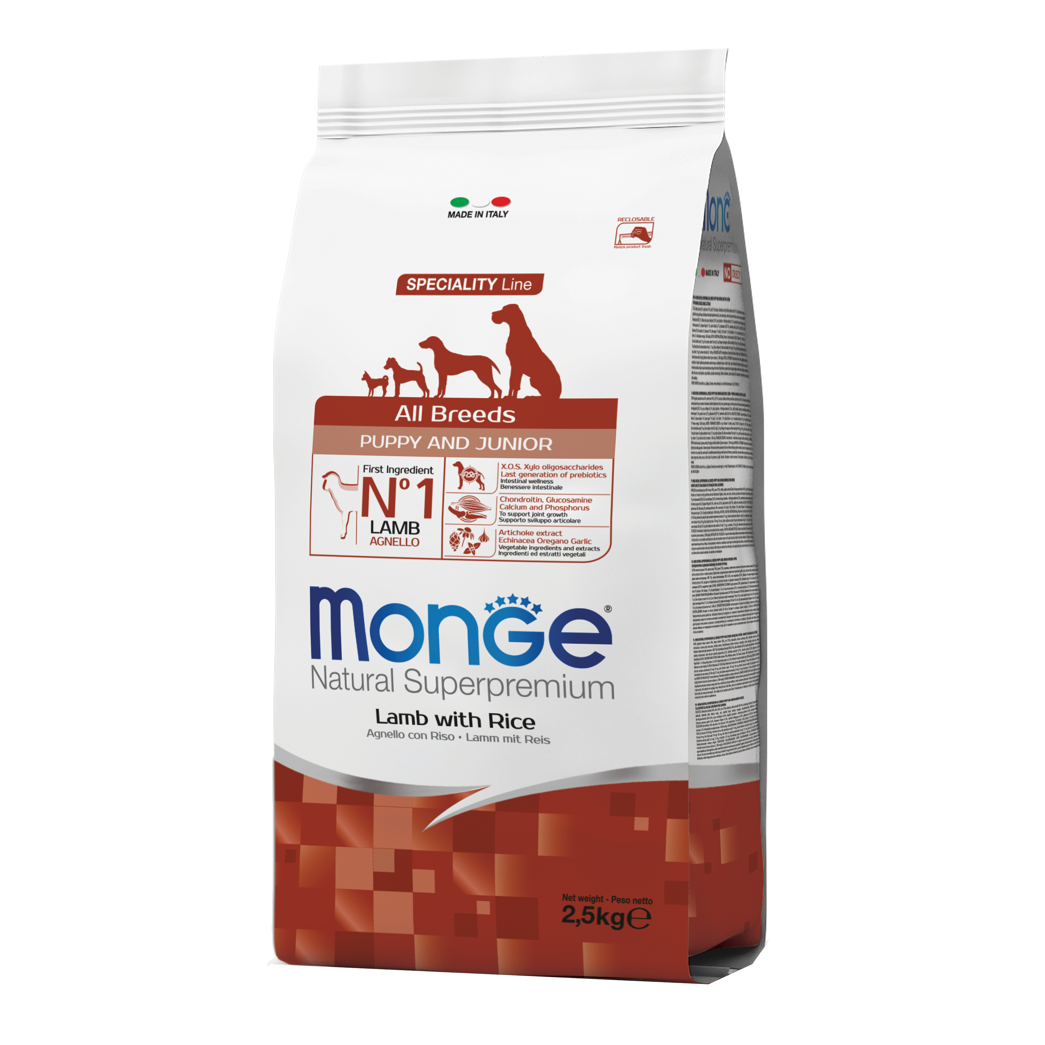 Monge Cane Natural Superpremium Puppy&Junior All Breeds Agnello, Riso & Patate 2,5 Kg