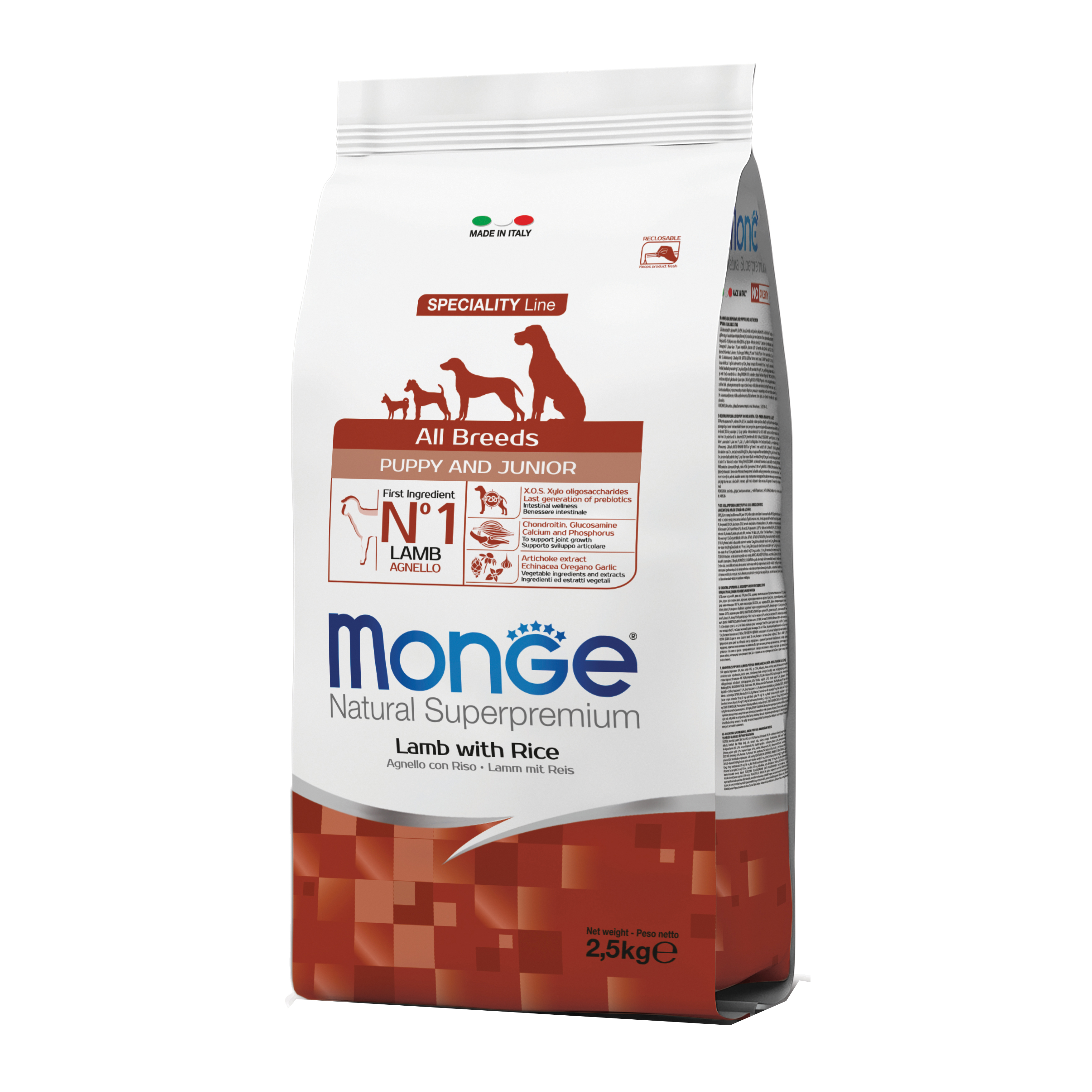 Monge Cane Natural Superpremium Puppy&Junior All Breeds Salmone & Riso 2,5 Kg